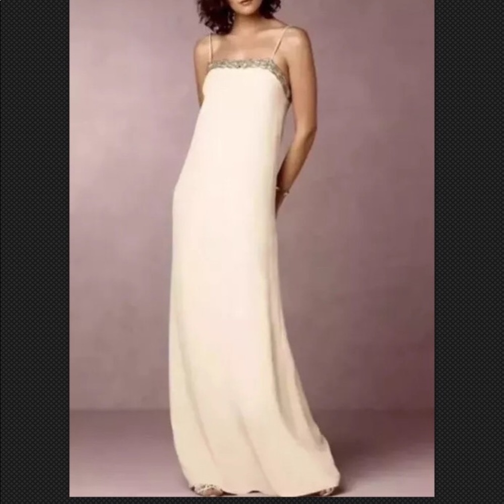 New Anthropologie BHLDN Intropia Ivory sheath Gown